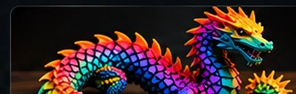 Colorful articulated 3D printed dragon